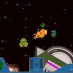 Player is set ablaze by enemy fire while it passes an enemy capital ship.